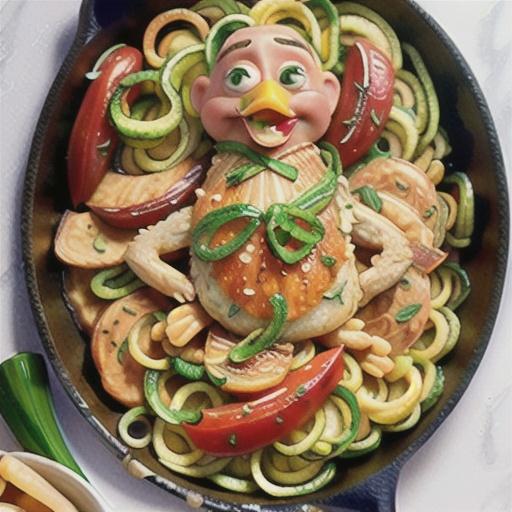Chicken, parmesan and zoodle skillet