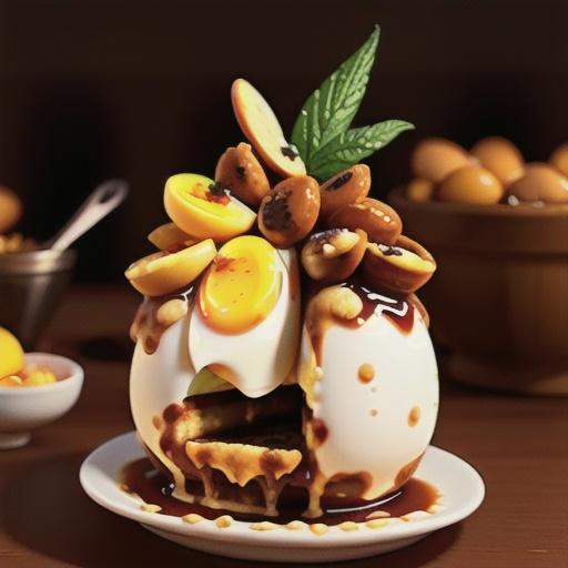 Heavenly eggs with apple and port compote (Toucinho do ceu)