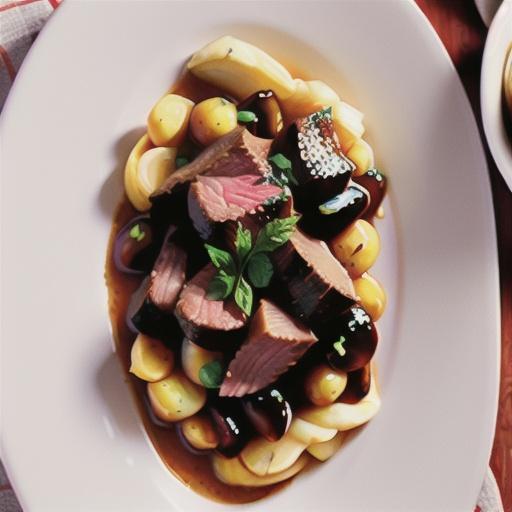 Slow-cooked beef in red wine