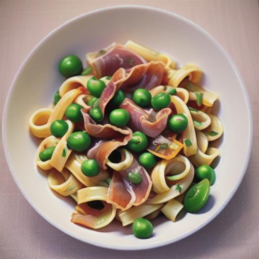 Tomato, prosciutto and pea spaghetti