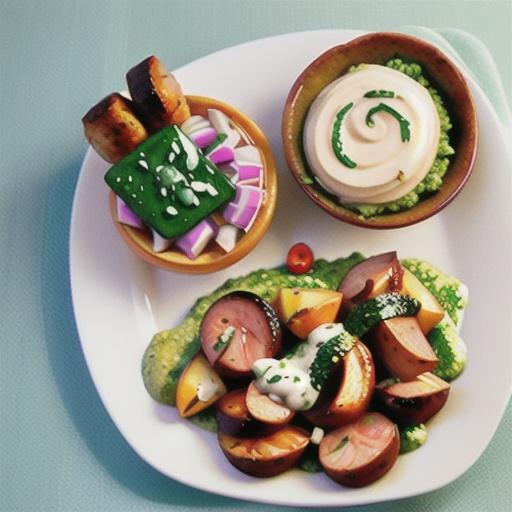 Pesto barbecued lamb with warm potato salad