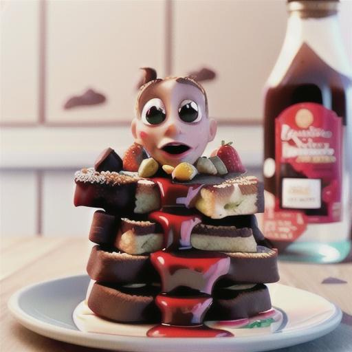 Chocolate French Toast with Strawberry Syrup