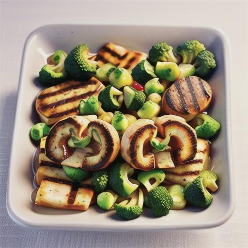 Haloumi with cauliflower and broccoli couscous