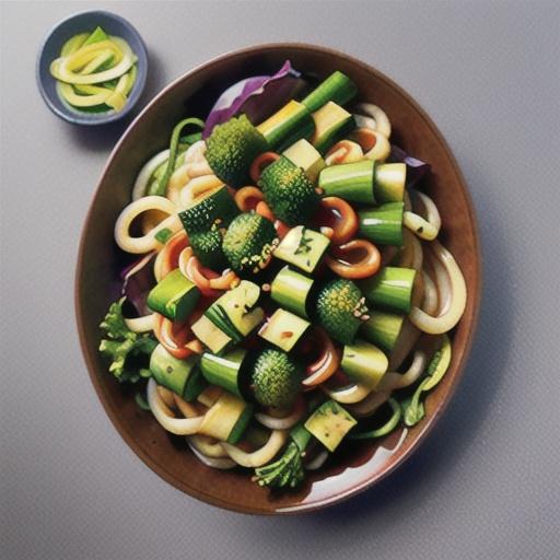 Udon noodle and greens salad