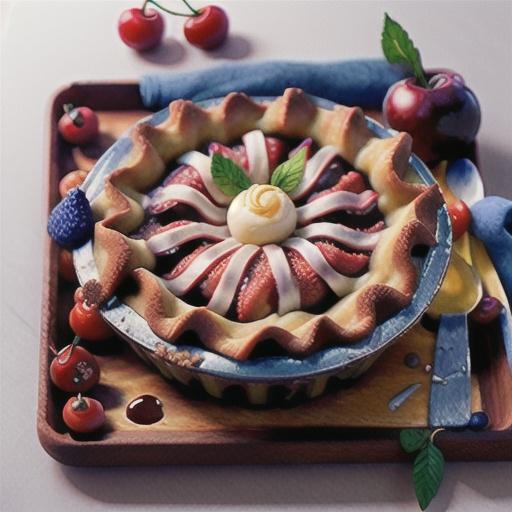 Cherry-amaretto pie with mixed berry ripple ice cream