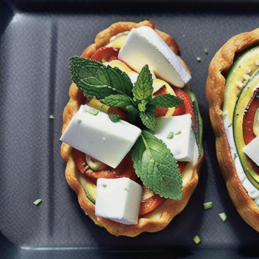 Zucchini, fetta and mint quiches