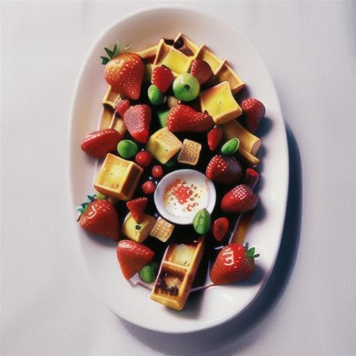 Roast strawberry compote with waffles