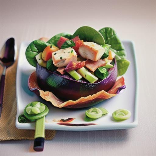 Baby beetroot and bitter lettuce with prosciutto chicken