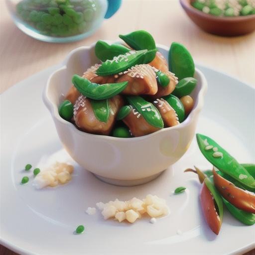 Honey sesame chicken with snow peas