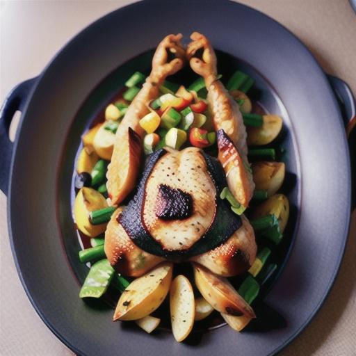 French-style roast chicken with vegetable sauce