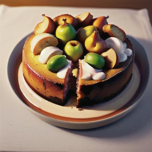 Pear & walnut upside-down cake