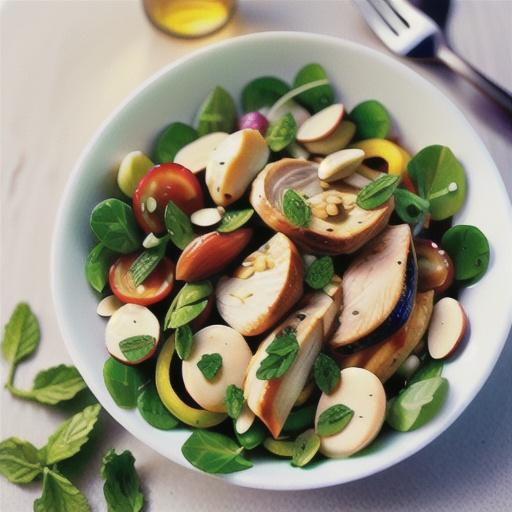 Chicken, almond, mint and watercress salad