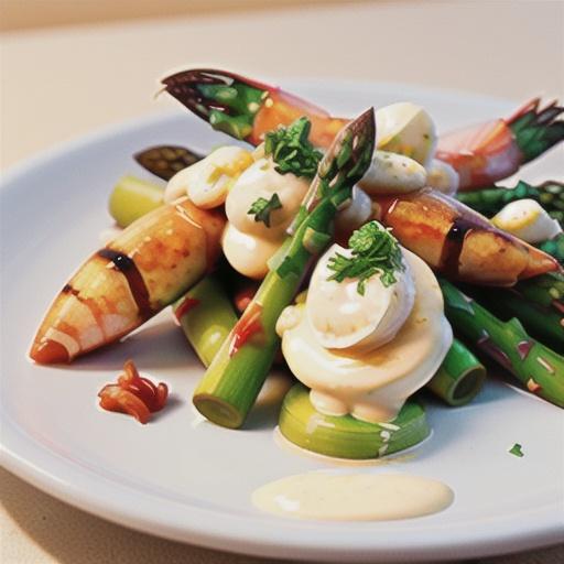 Prawns & asparagus with basil aioli