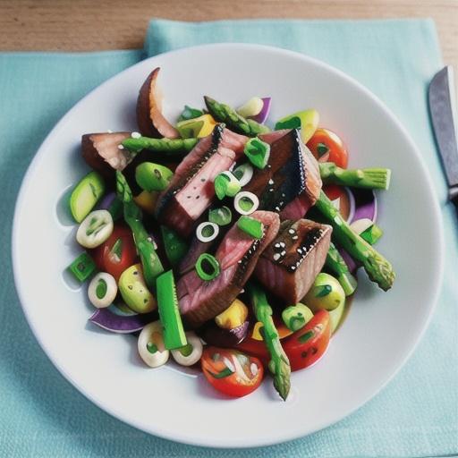 Steak and asparagus salad