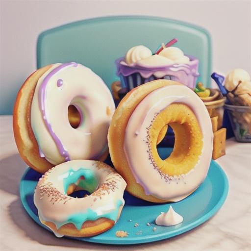 Apple doughnuts with ice cream