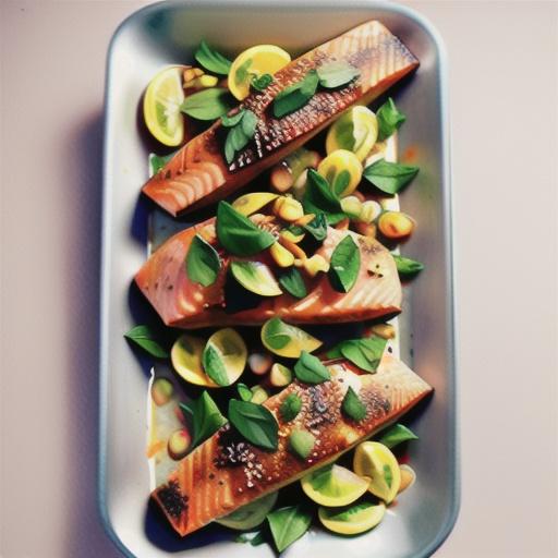 Quick garlic and herb salmon with risoni recipe