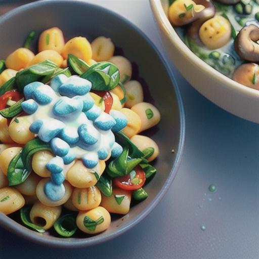 Gnocchi with spinach, mushrooms and gorgonzola