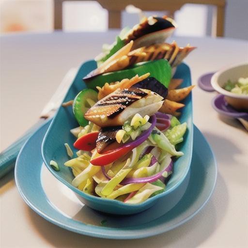 Asian-style coleslaw with grilled fish