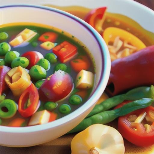 Roasted Red Pepper and Basil Pea Soup