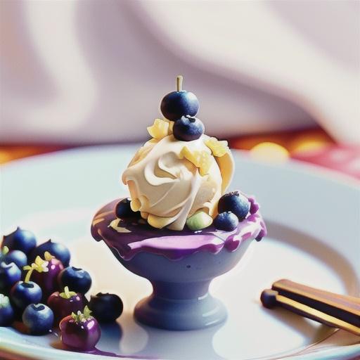 Nougat semifreddo with blueberry compote