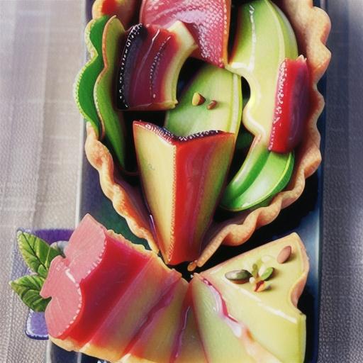 Rhubarb and pistachio tart