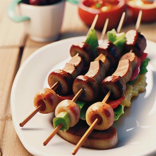 Sausage skewers with chutney