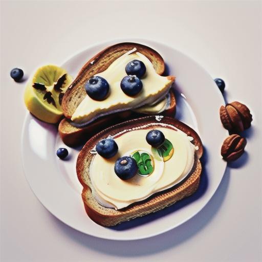 Sourdough toast with nut butter, banana and blueberries