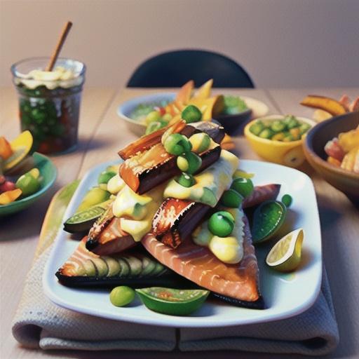 Salmon fingers with wedges and caper mayonnaise