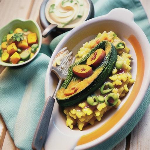 Pumpkin and creamy pesto risotto