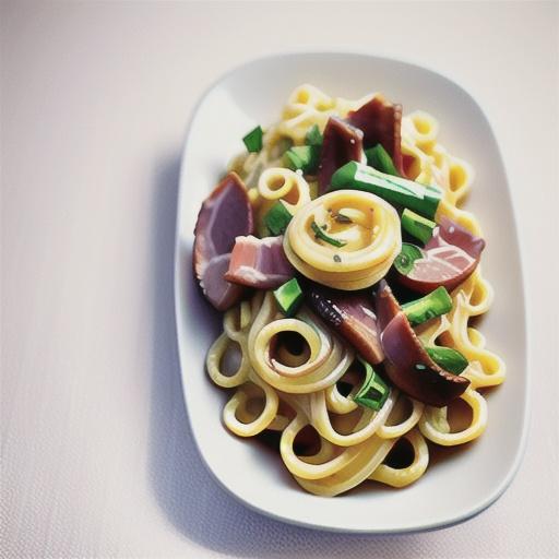 Spaetzle with ham and leek