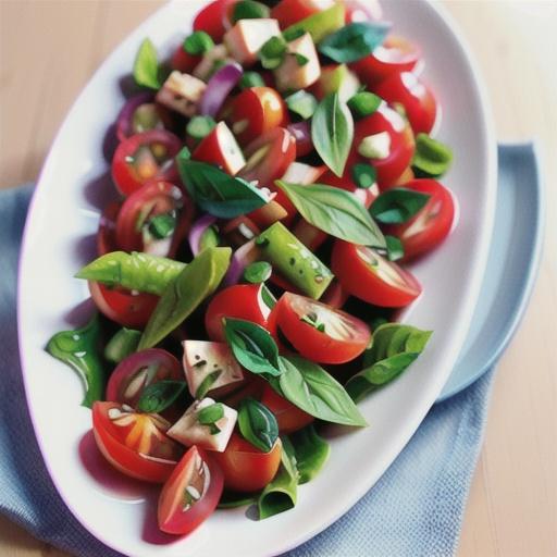 Tomato salad with basil oil dressing