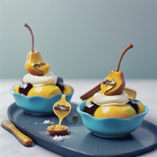 Gingerbread puddings with poached pears and golden syrup