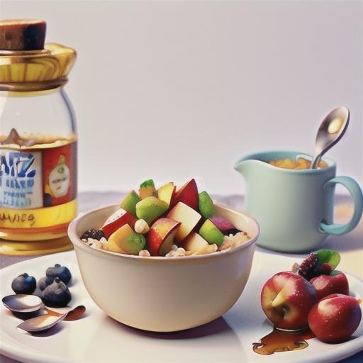 Porridge with jazz apples, berries & maple-flavoured syrup