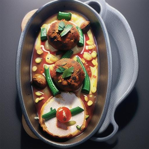 Spicy tomato and capsicum meatball shakshuka