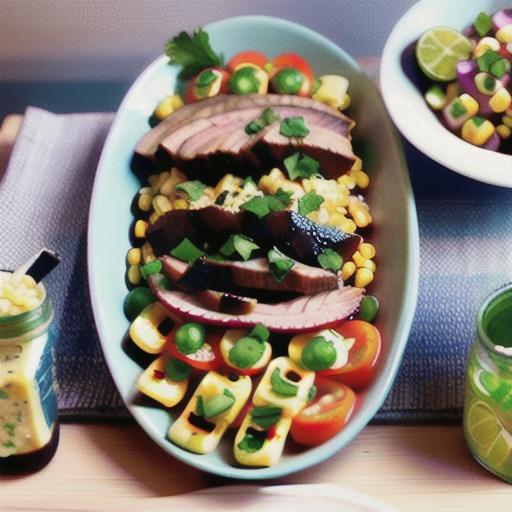 Mexican barbecue beef salad with lime dressing