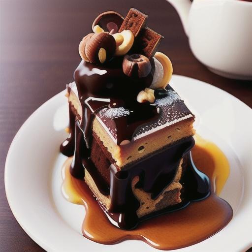 Chocolate, hazelnut and coffee syrup cake