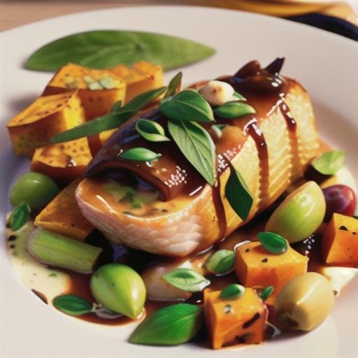 Snapper with butternut pumpkin and orange brown butter sauce