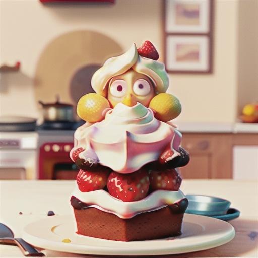 Lemon Meringue Cake with Strawberry Rhubarb Sauce