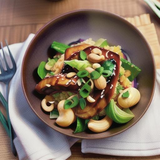 Hoisin pork with pak choy and cashews