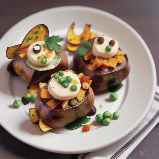 Mini meatloaves with baked sweet potato chips