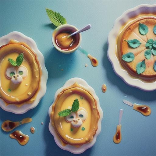 Lime and mint caramel flan