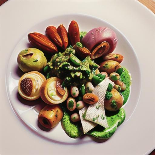 Vitello tonnato with pesto potatoes and beans