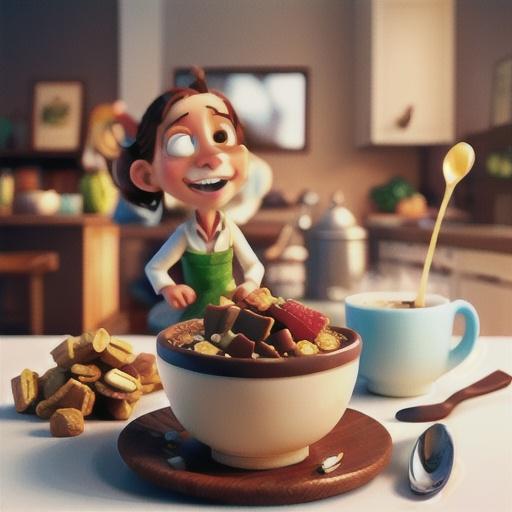 Chocolate muesli with warm milk