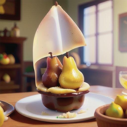 Lemon & vanilla baked pears in parchment