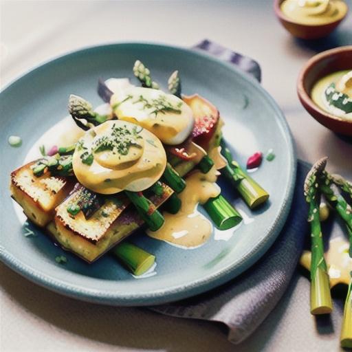 Herb crusted fish with roasted asparagus & hollandaise sauce