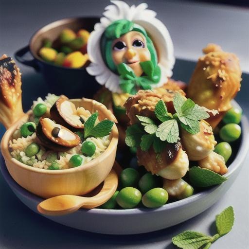 Southern-style chicken with almond and mint pilaf