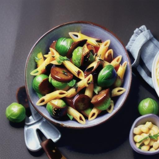Caramelised brussels sprout and sausage penne