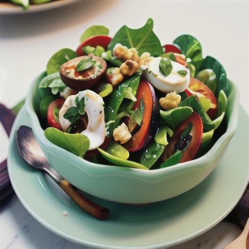 Mixed Greens Salad with Warm Walnut Dressing