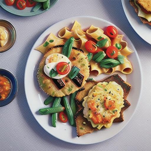 Chicken schnitzel with garlic pappardelle and tomato chutney