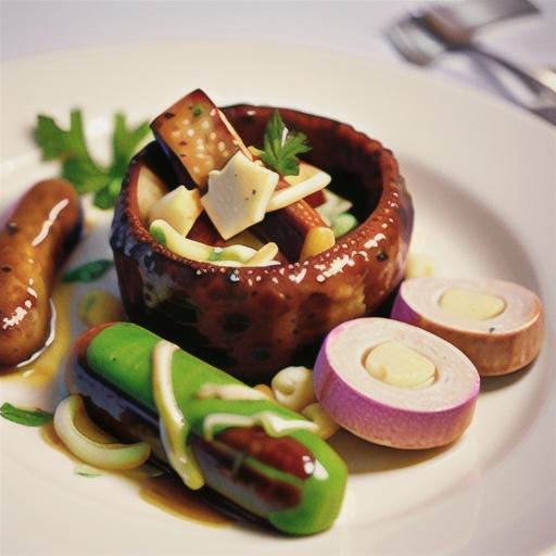 Brie-filled sausages with onion and herb marmalade